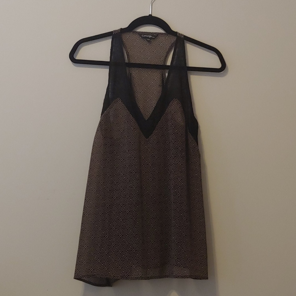 V Neck Semi-Sheer Tank Top